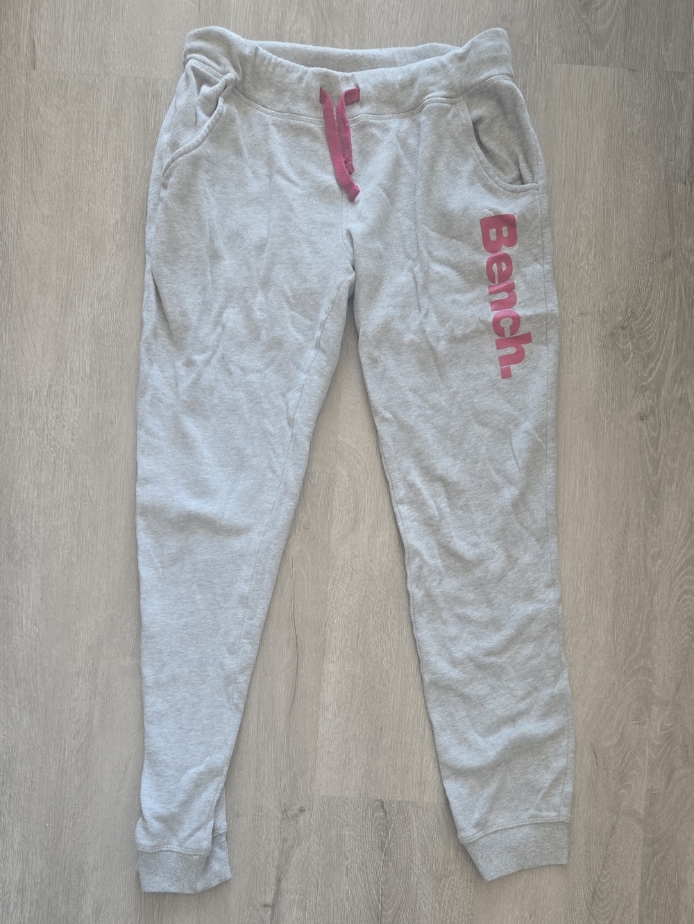 Bench Kids Gray Joggers with Pink Logo and Drawcord